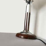 Art Deco Chrome Opaline Rosewood Lamp