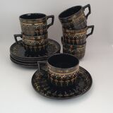 Six coffee cups and saucers in English earthenware Gibson & sons