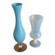 Duo of blue opaline soliflores