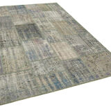 Handwoven Oriental Overdyed 176 cm x 247 cm Grey Patchwork Carpet