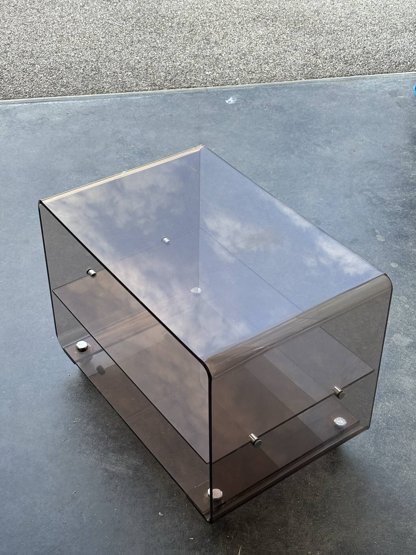 Smoked plexiglass side table, Michel Dumas for Roche Bobois, year
