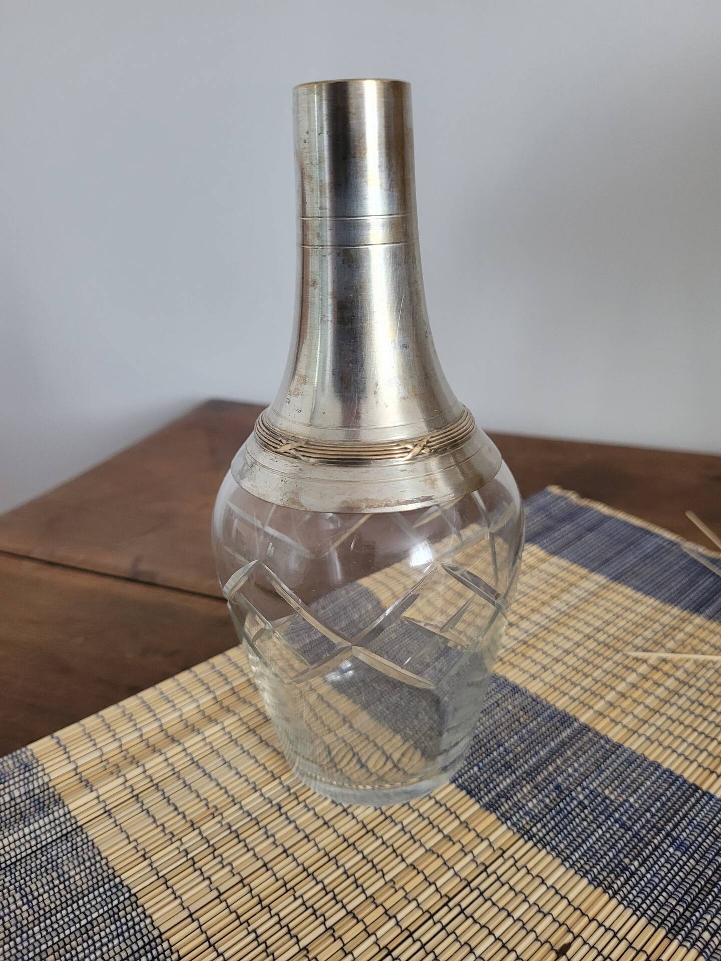 Carafe à liqueur en cristal et argent