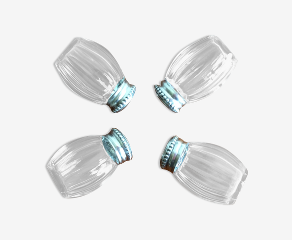 Lot de 4 salerons cristallerie Christofle, bouchon argent