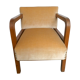 Fauteuil art deco en bois et velours