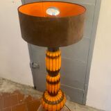Ceramic floor lamp year 1960 two-tone lampshade