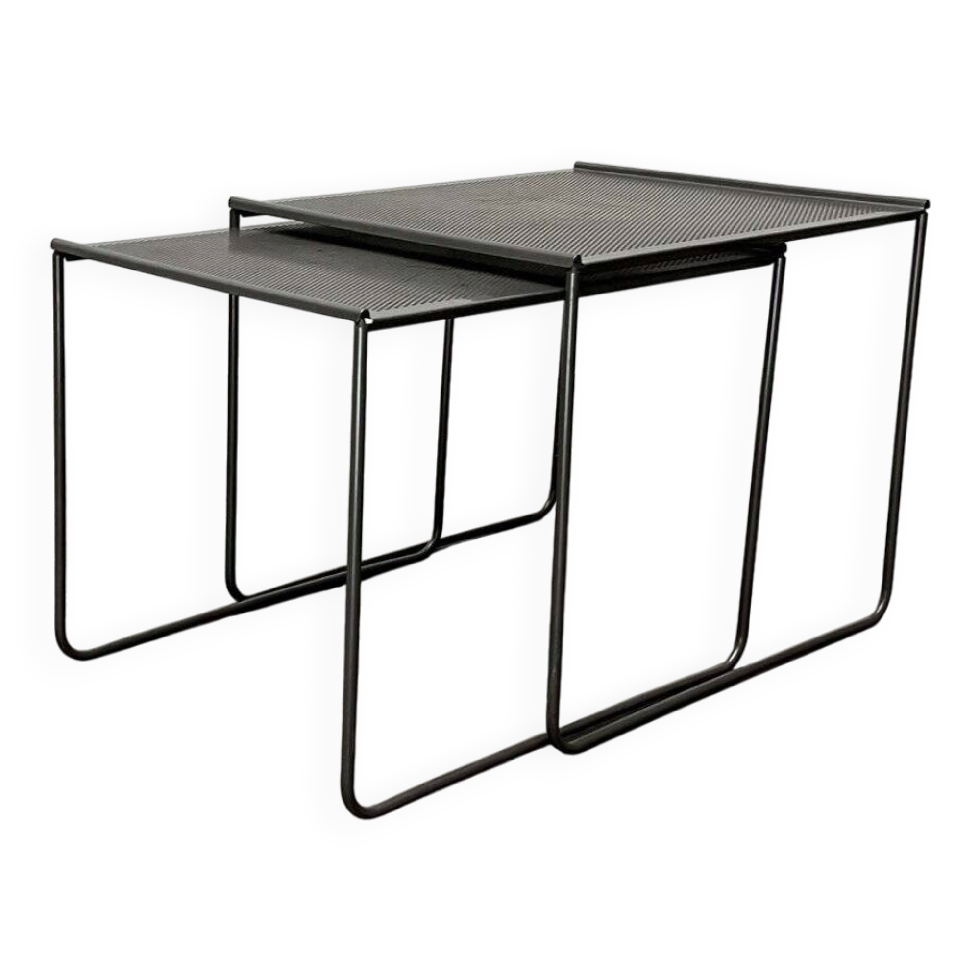 Postmodern perforated metal nesting side tables from Ikea, 1980s, set of 2.