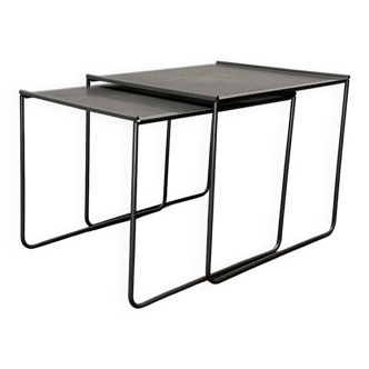 Postmodern perforated metal nesting side tables from Ikea, 1980s, set of 2.