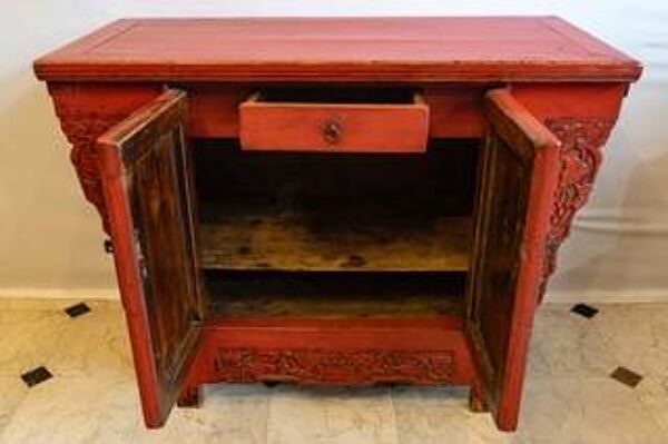 Buffet ancien chinois laque rouge
