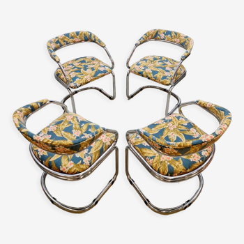 Vintage chrome tubular dining chairs