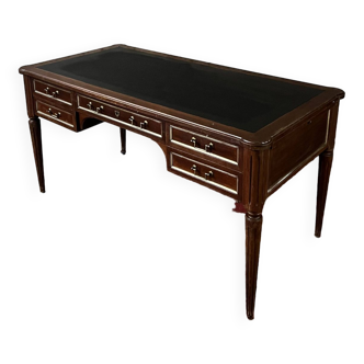 Double-sided flat desk in mahogany Louis XVI style