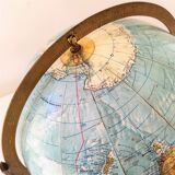 Globe Earth Mapworld embossed on brass stand and brass hooping