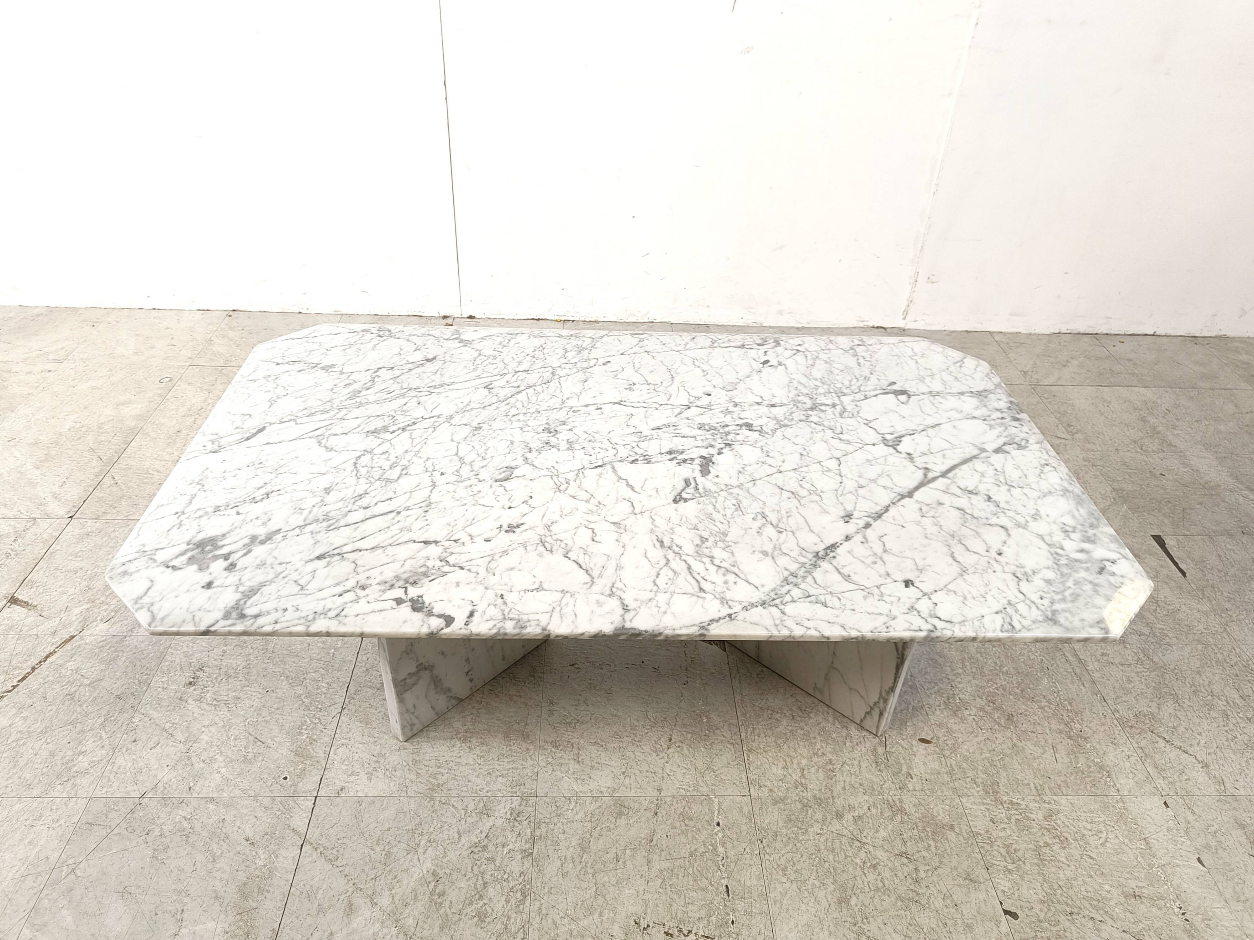 Vintage white marble coffee table, 1970s