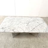 Vintage white marble coffee table, 1970s