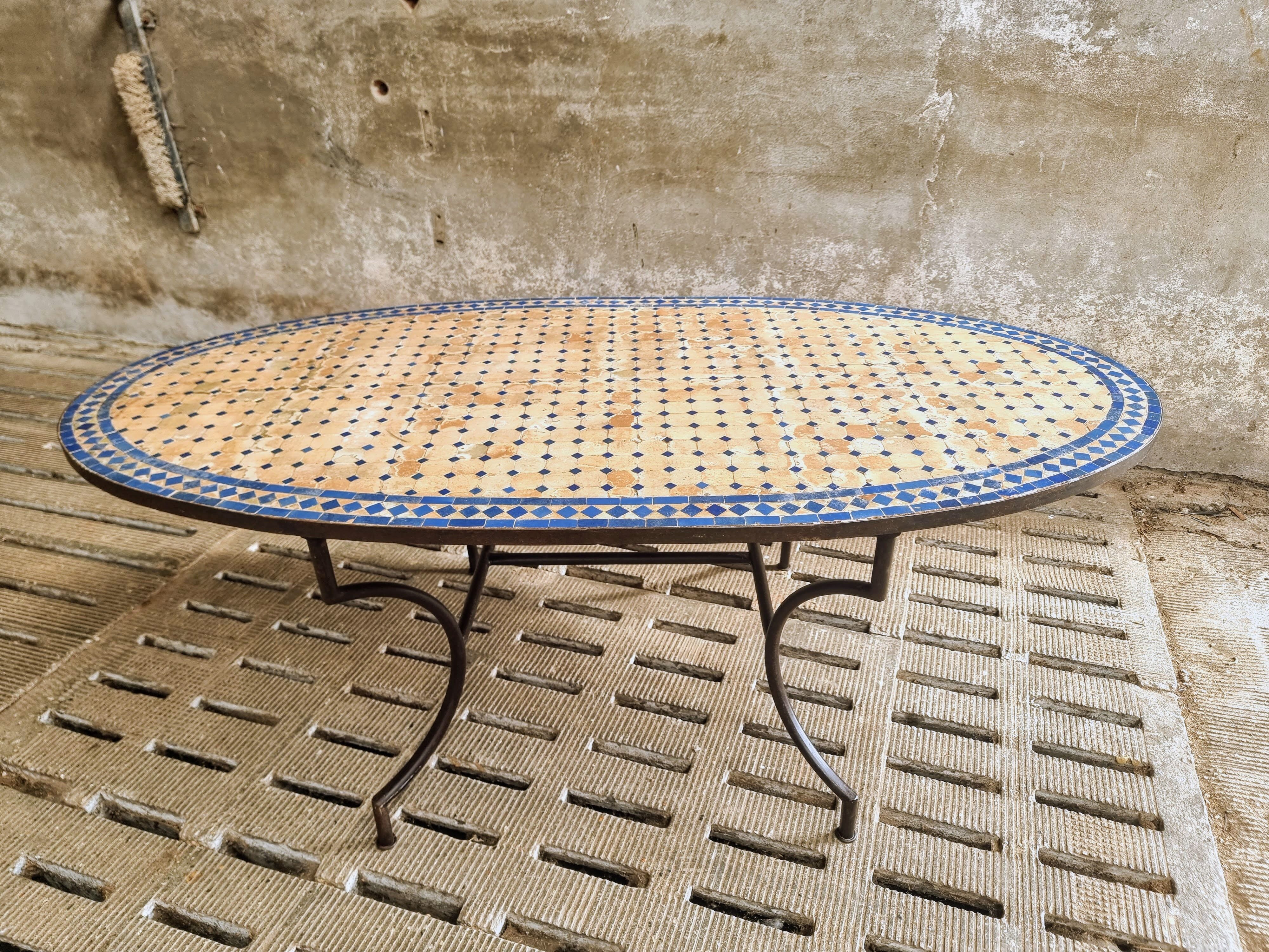 Old dining table garden table Moroccan mosaic 100 x 200 cm