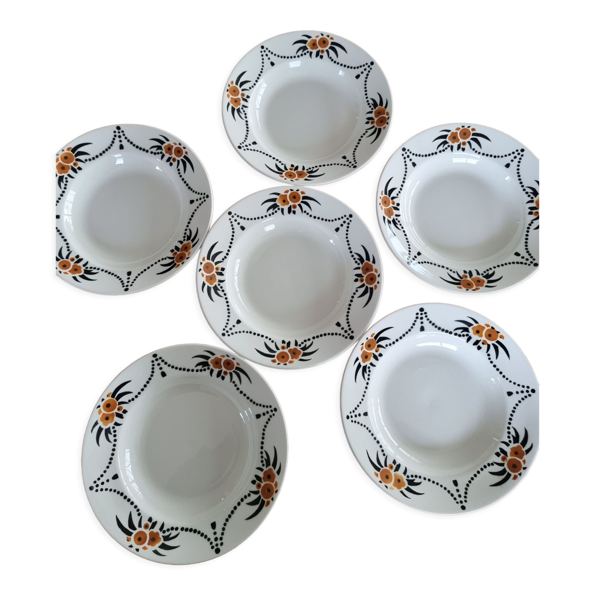 Set of 6 Badonviller hollow plates