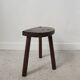 Stool in solid wood tripod seat half-moon