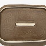 Rectangular DENBAC flamed stoneware tray, early 20th century