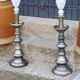 Paire de lampe des années 70 Kaiser Leuchten en métal brossé abat jour d’origine