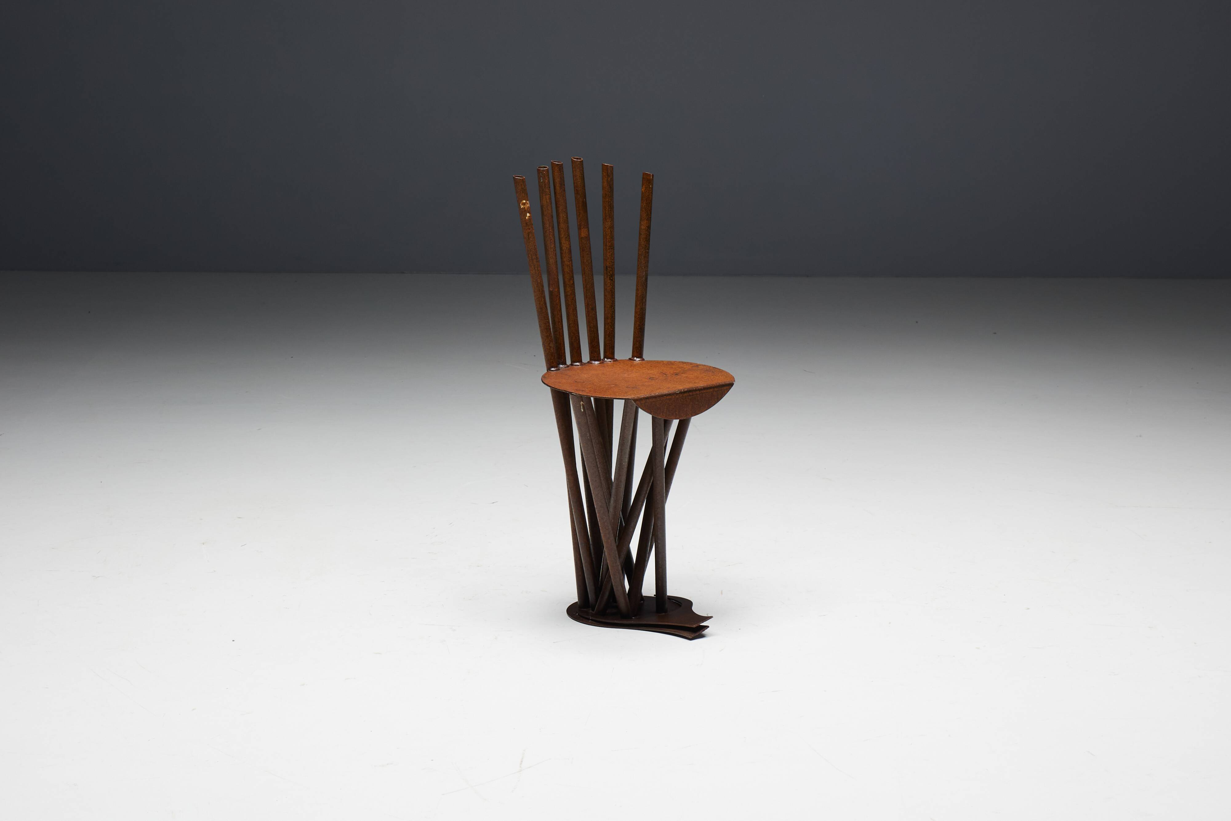 Industrial Wabi Sabi Primitive Chairs, France, 1950s