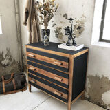 Commode vintage noire et bois