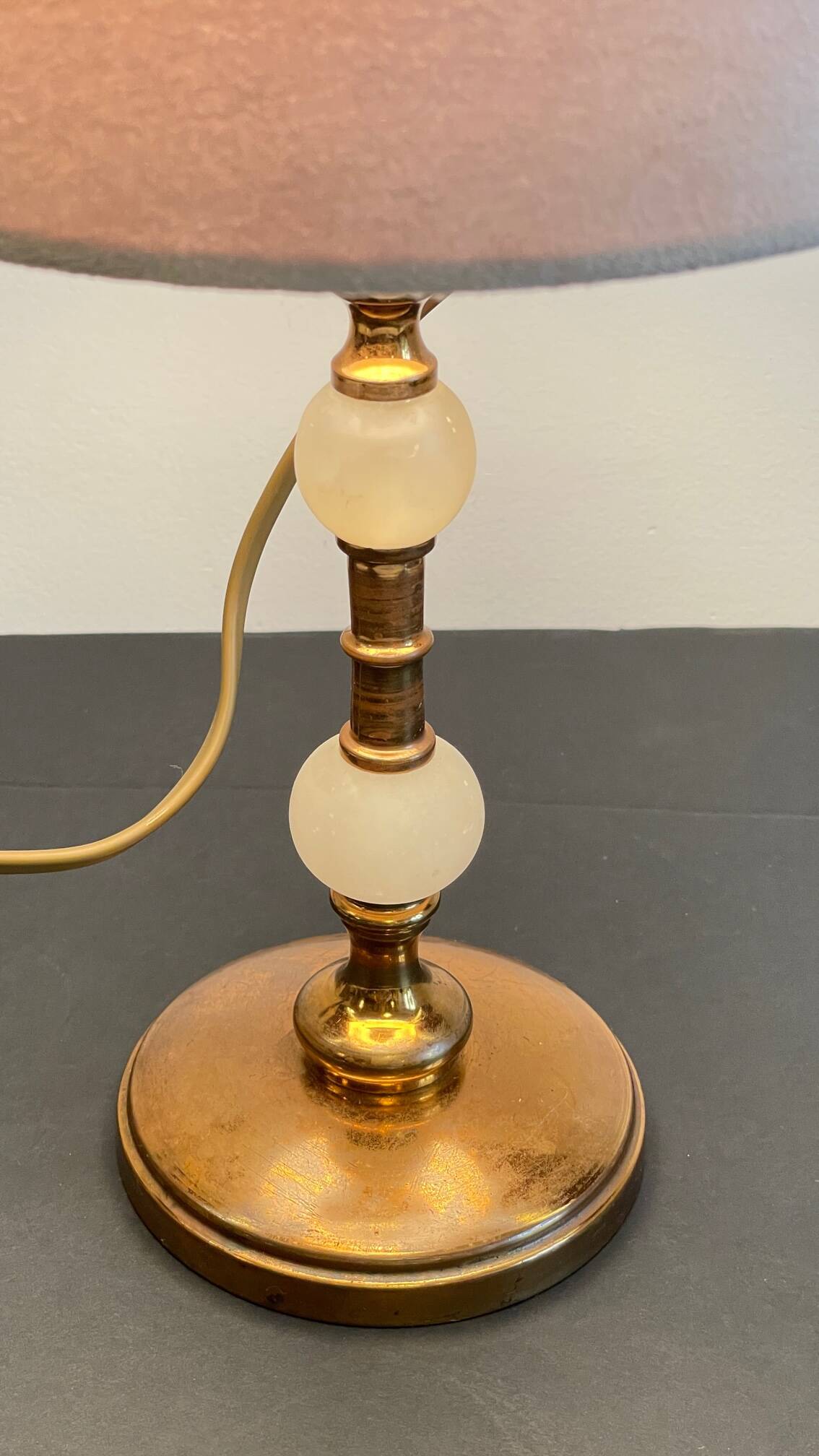 Vintage marble and velvet metal lamp