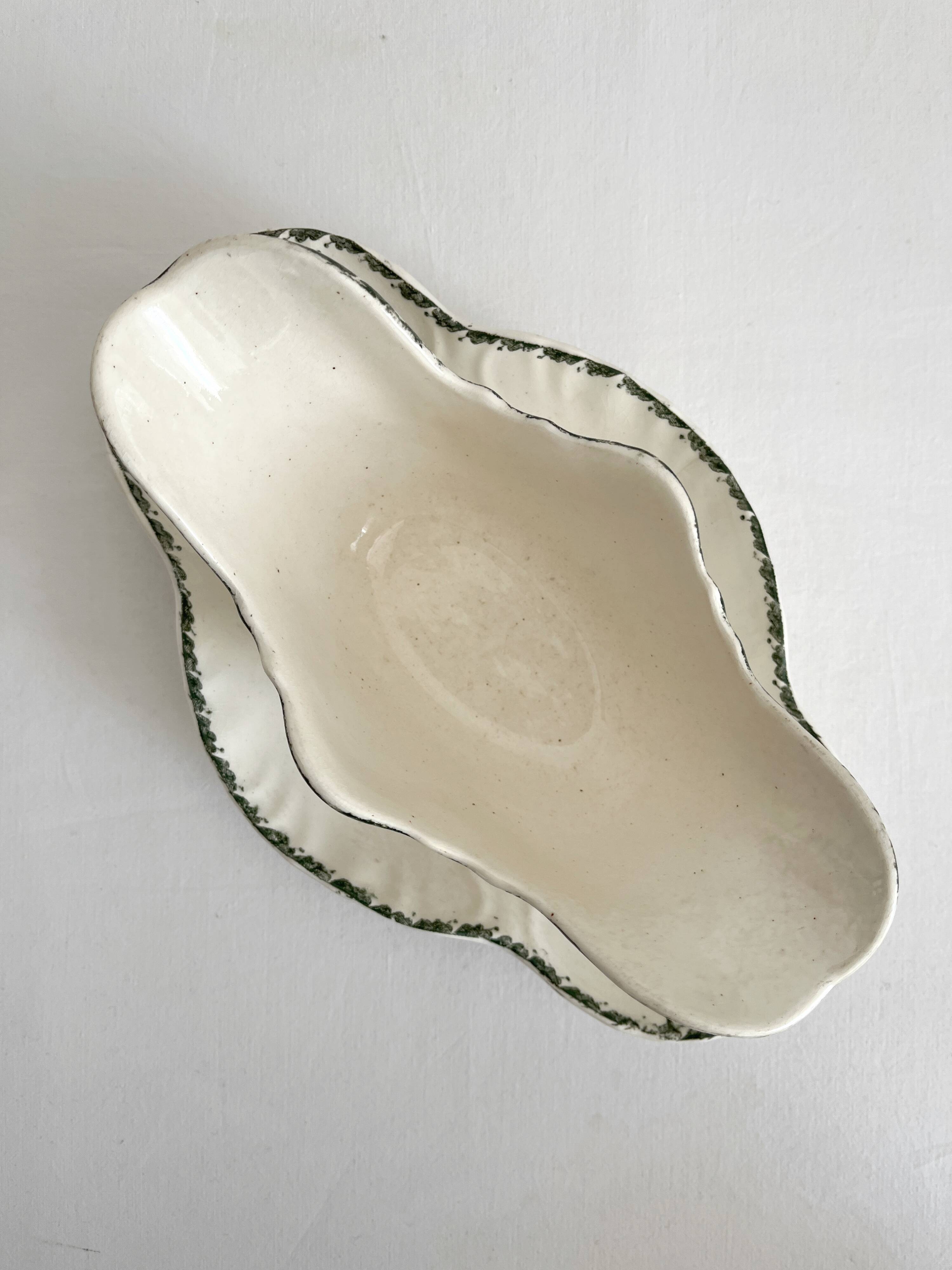 Old iron earthenware sauce boat "Réjane" Longwy