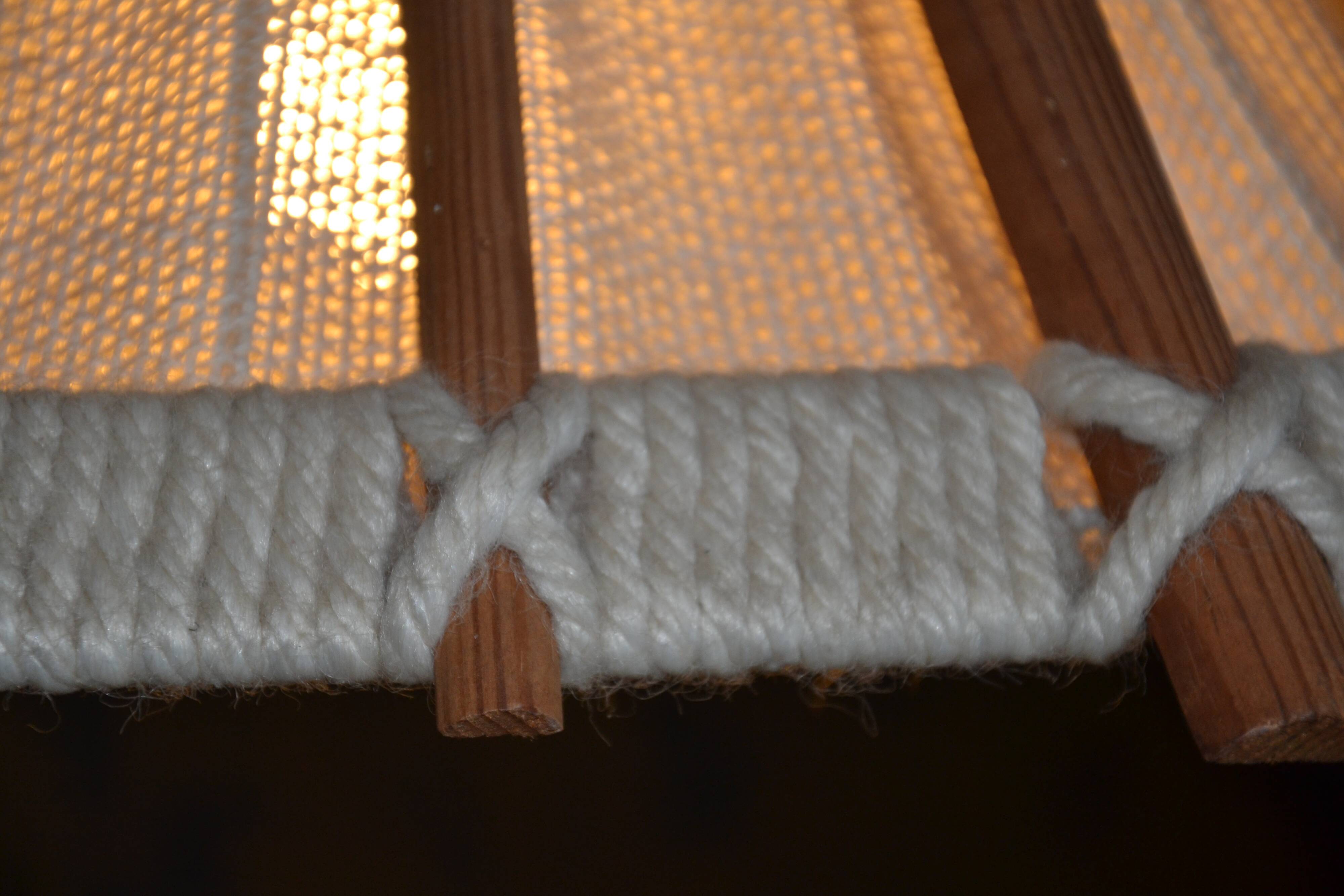 Scandinavian wooden and linen suspension from the GDR, 1970.