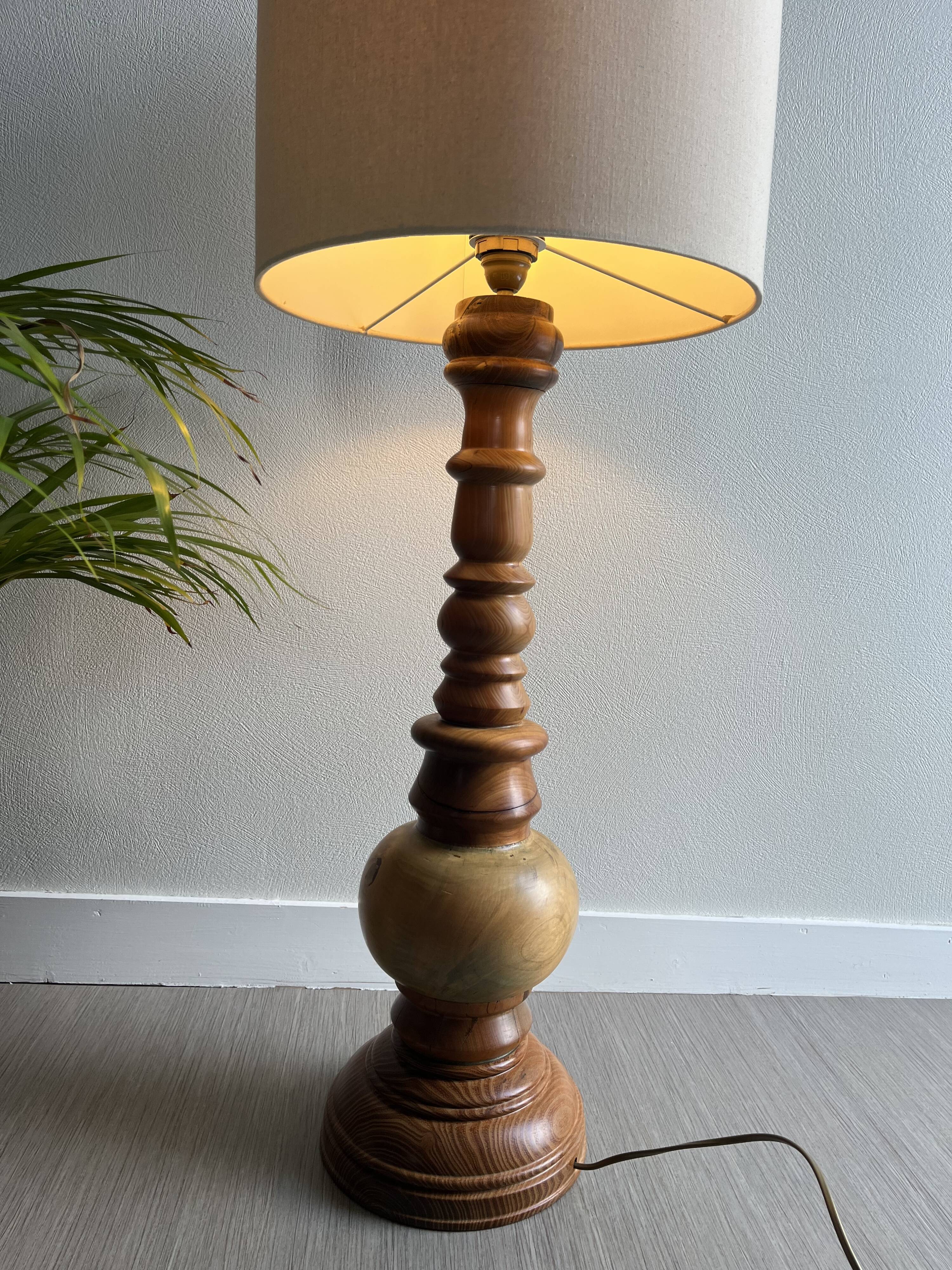 Vintage turned wooden lamp base