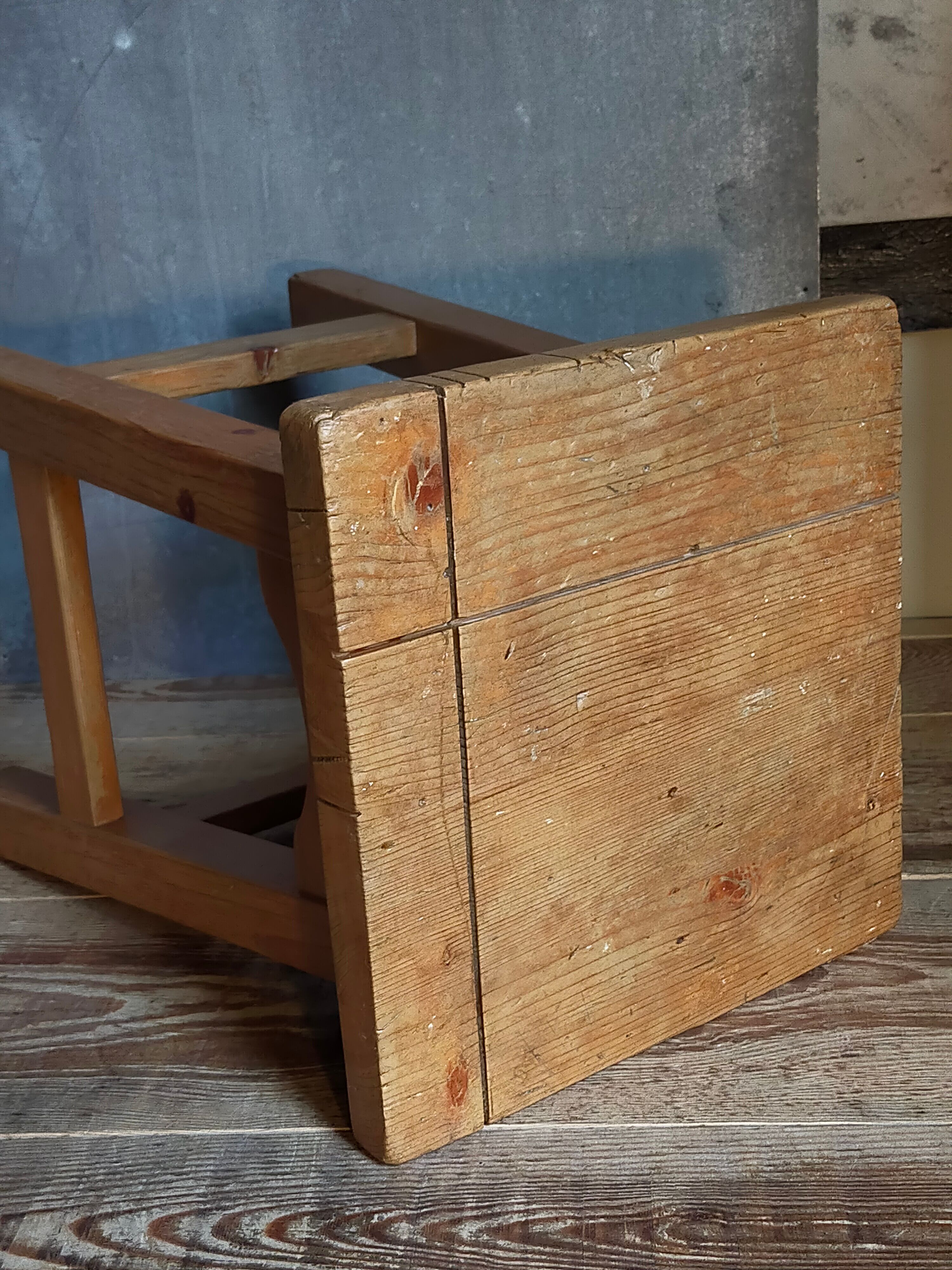 Vintage solid pine workshop stool