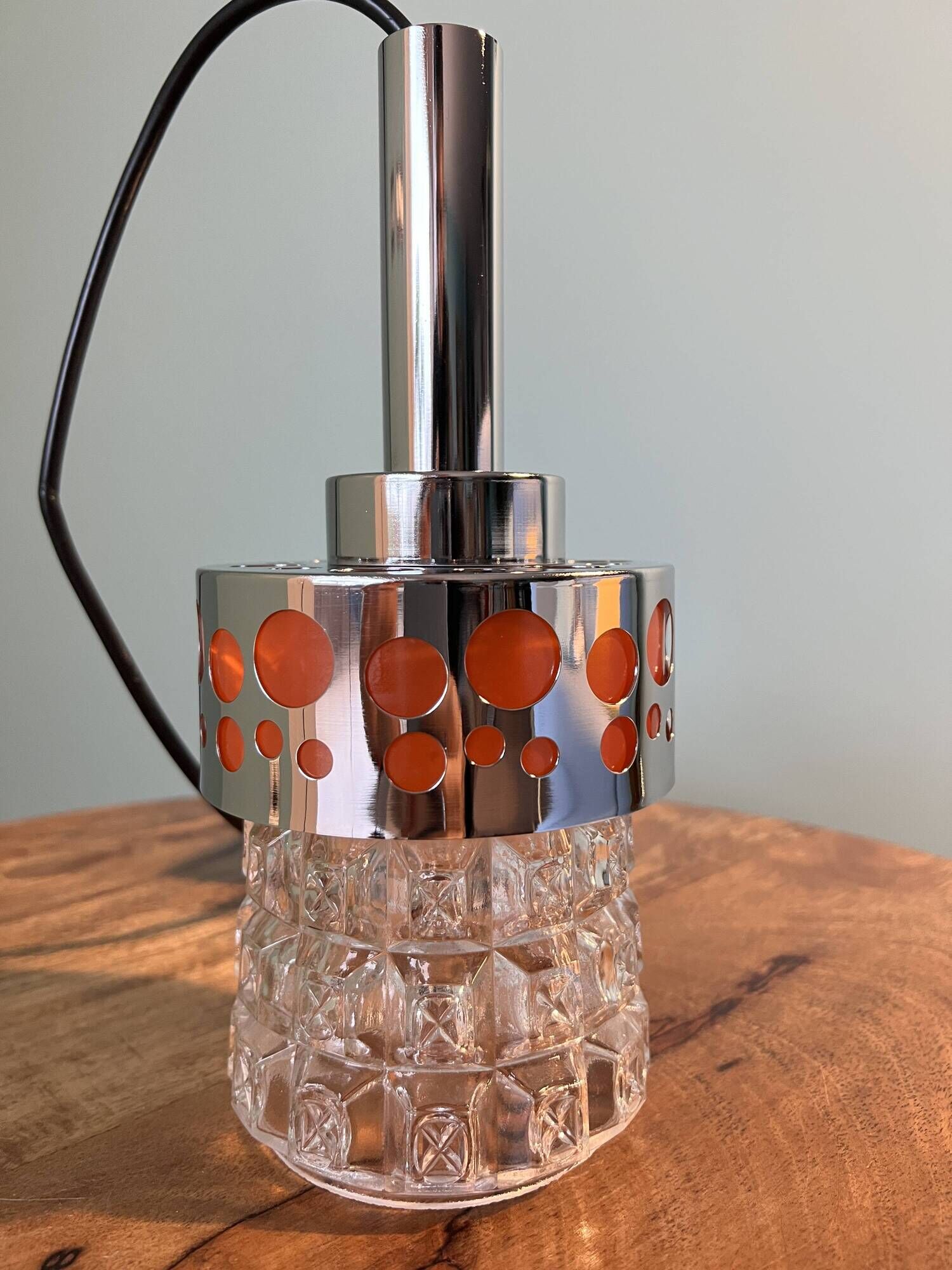 Art deco lamp / glass shade from the 1960s / ceiling pendant lamp for home decor