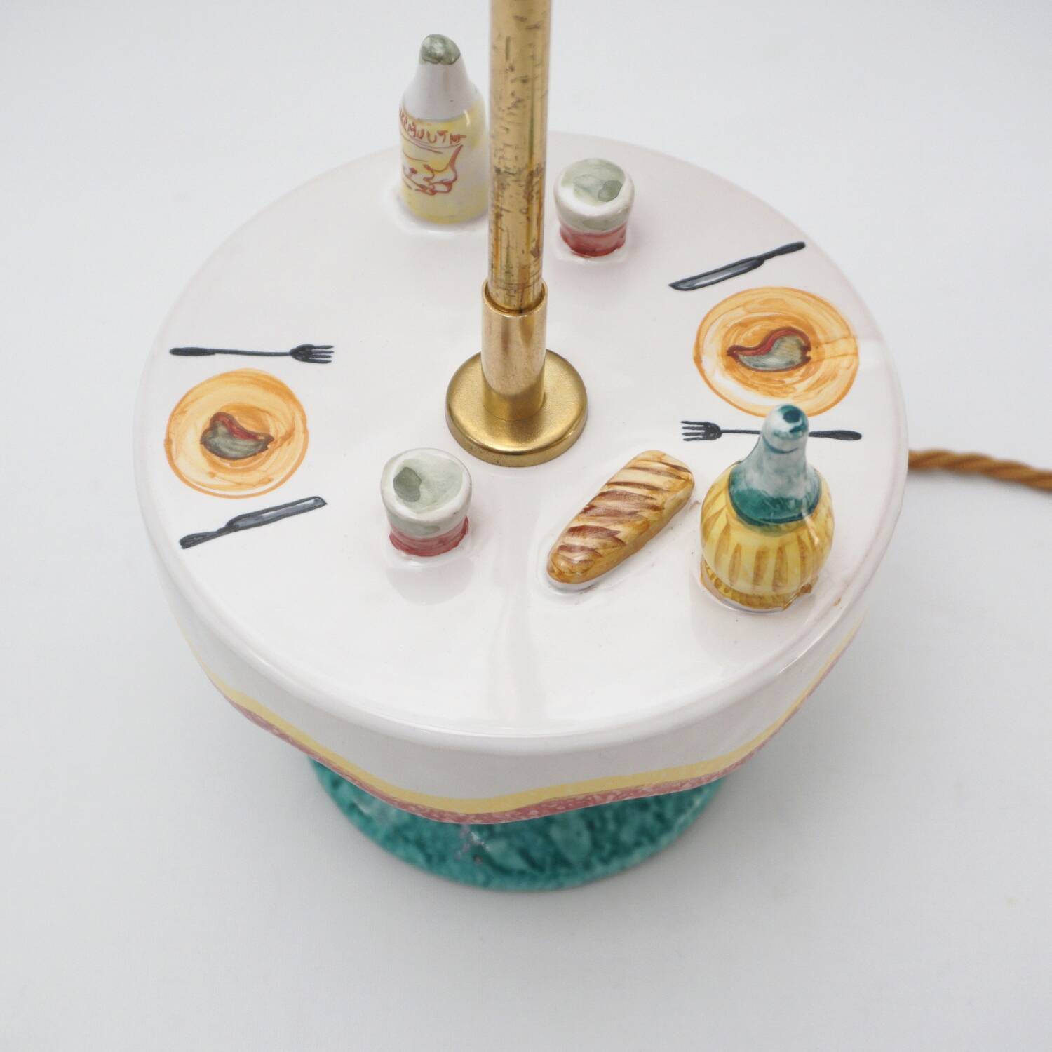 Vintage Florentine ceramic table lamp from the 1950s by MAF, Italian.