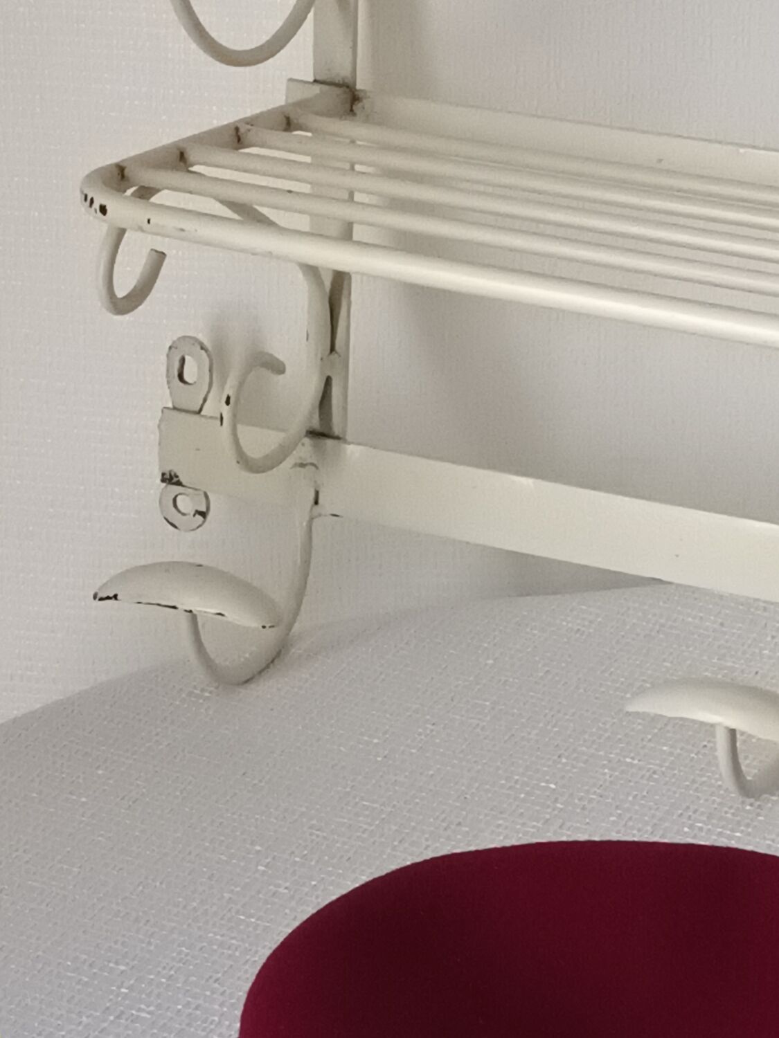 Vintage wrought iron wall coat rack
