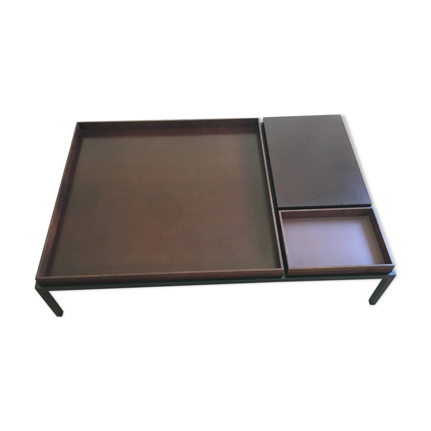 Large wooden and metal design coffee table