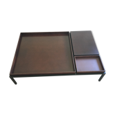 Large wooden and metal design coffee table