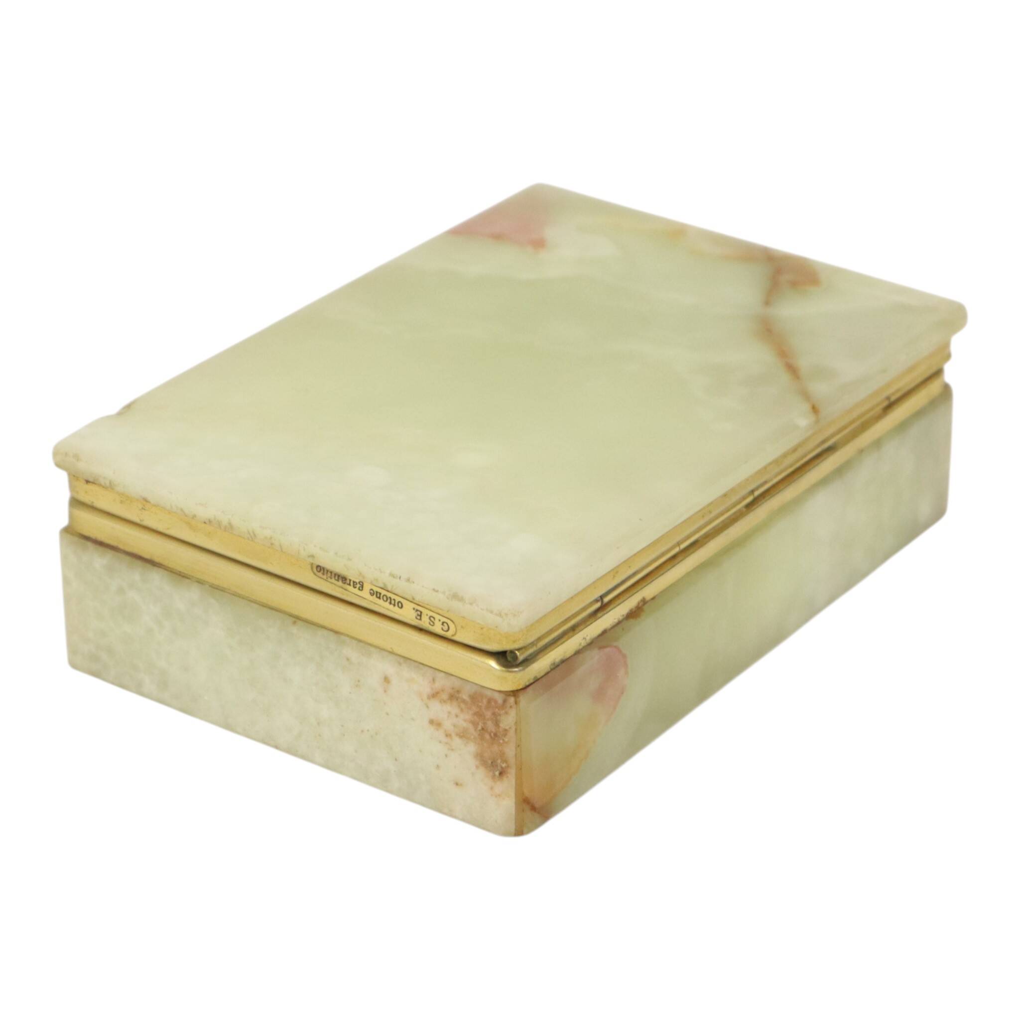 Vintage Italian Smoker's Box Jewelry Box Onyx Natural Stone