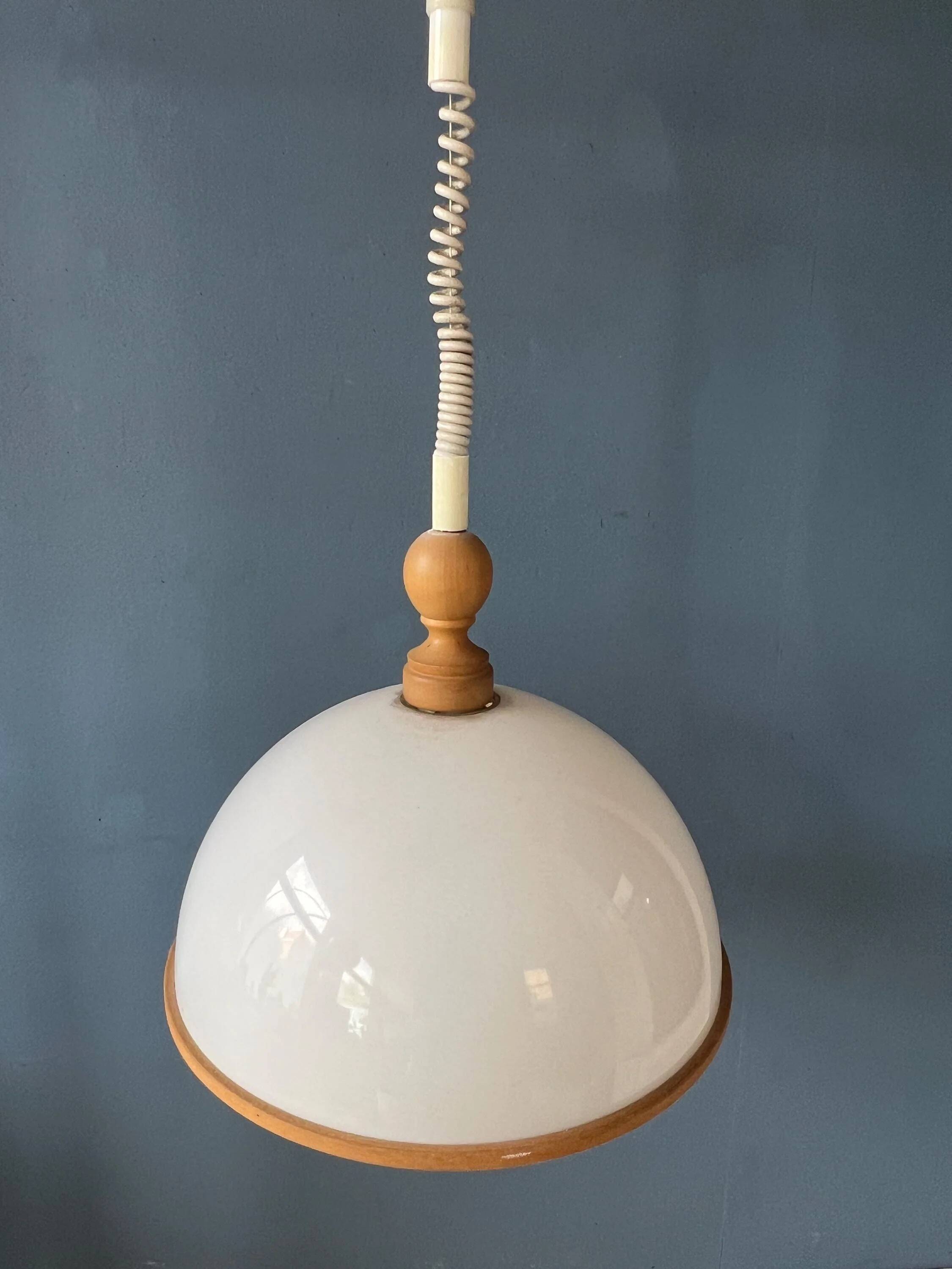 Suspension Steinhauer blanche en plexiglas avec éléments en bois