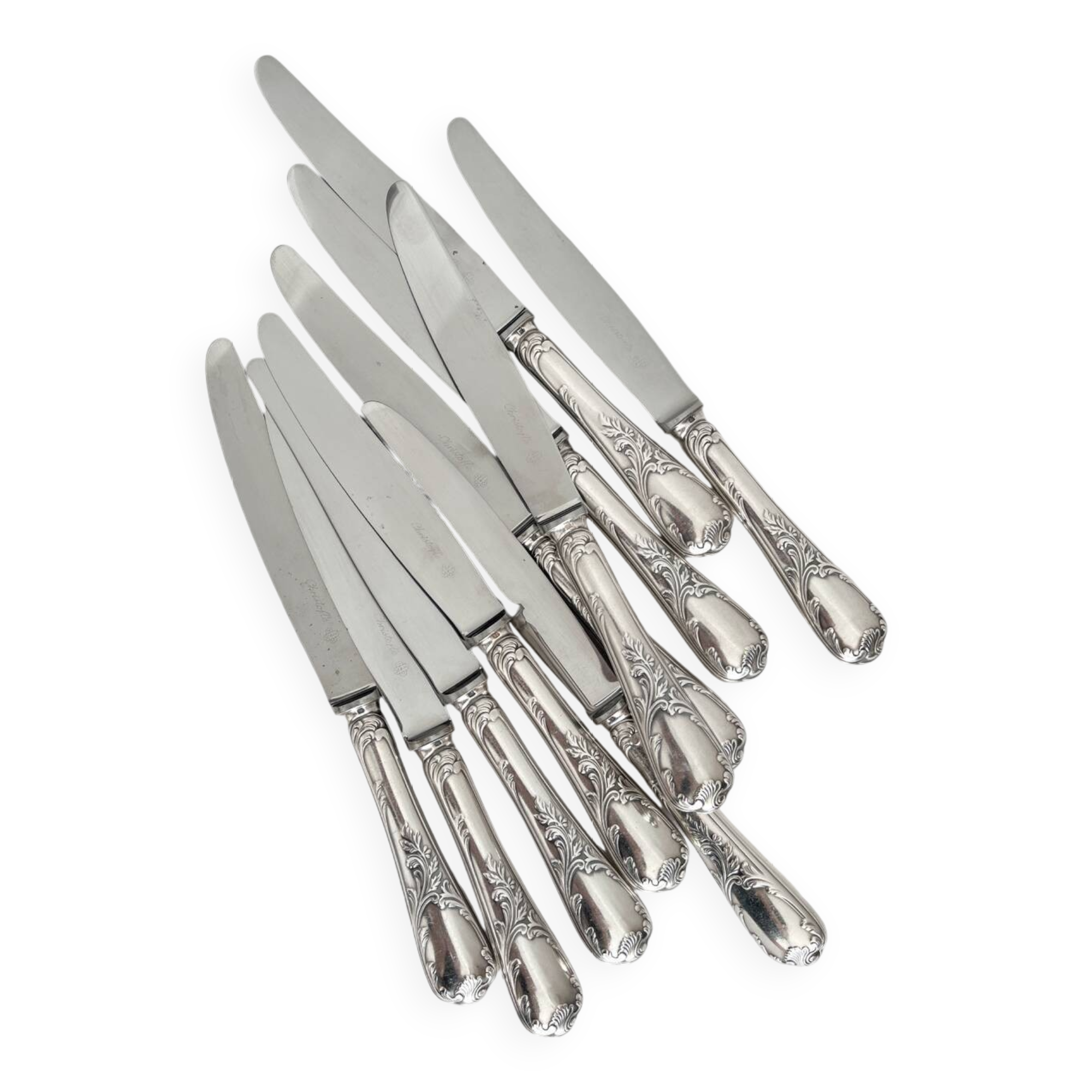 10 Christofle silver-plated “Marly” model table knives