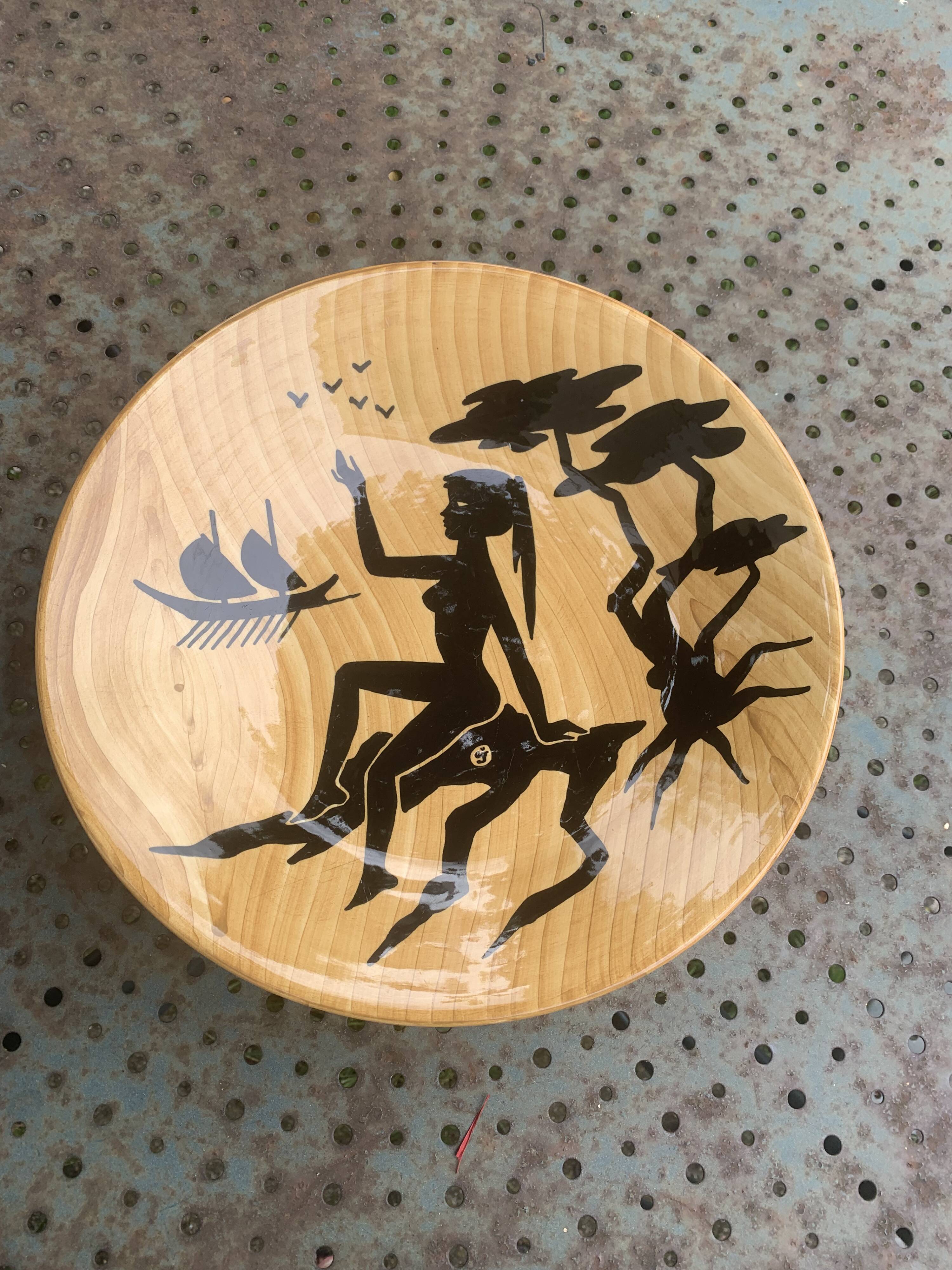 Enamelled ceramic fruit bowl, Grandjean-Jourdan Vallauris, vintage