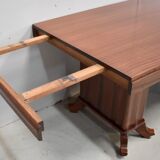 Rectangular table in solid mahogany and plated 1930/1940