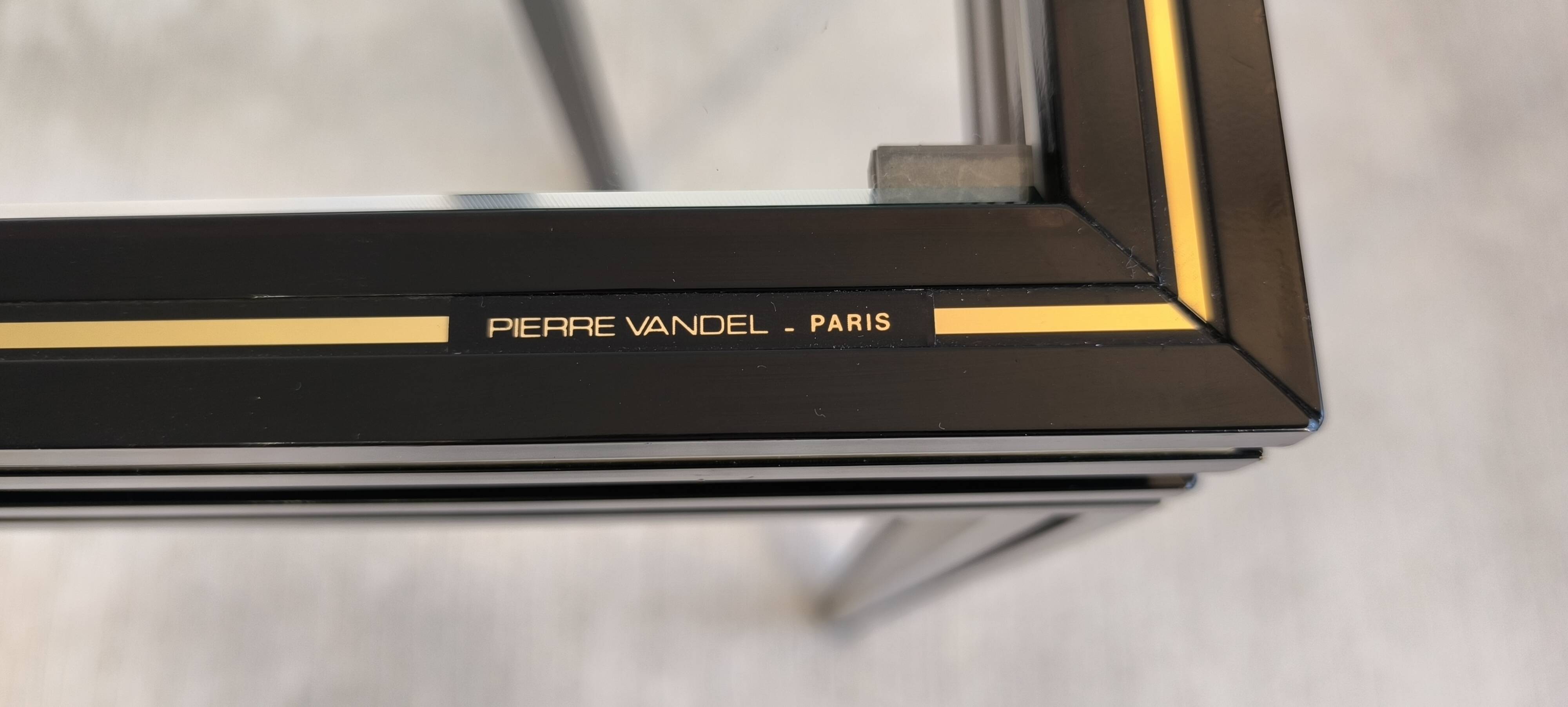 Magnificent console design by Pierre Vandel Paris 1970s black lacquered.