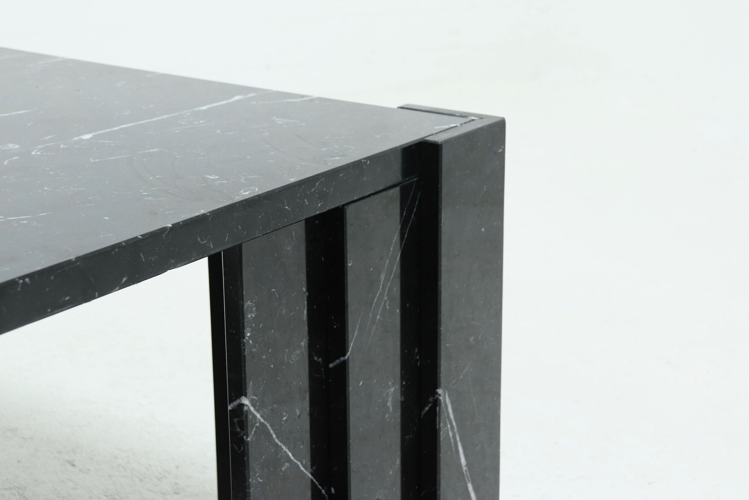 Large italian modern black marble coffee table 1970s