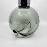 Pendant chandelier, chrome and smoked glass, eye ball design, space age, Italy, 1970s