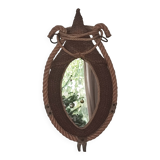 Vintage rope mirror, attributed to Adrien Audoux and Frida Minet, 1950s design.