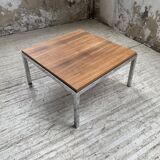 Modernist walnut and chrome coffee table