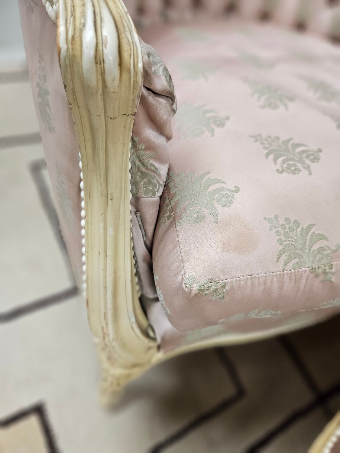 Pair of 1960s silk bergère armchairs