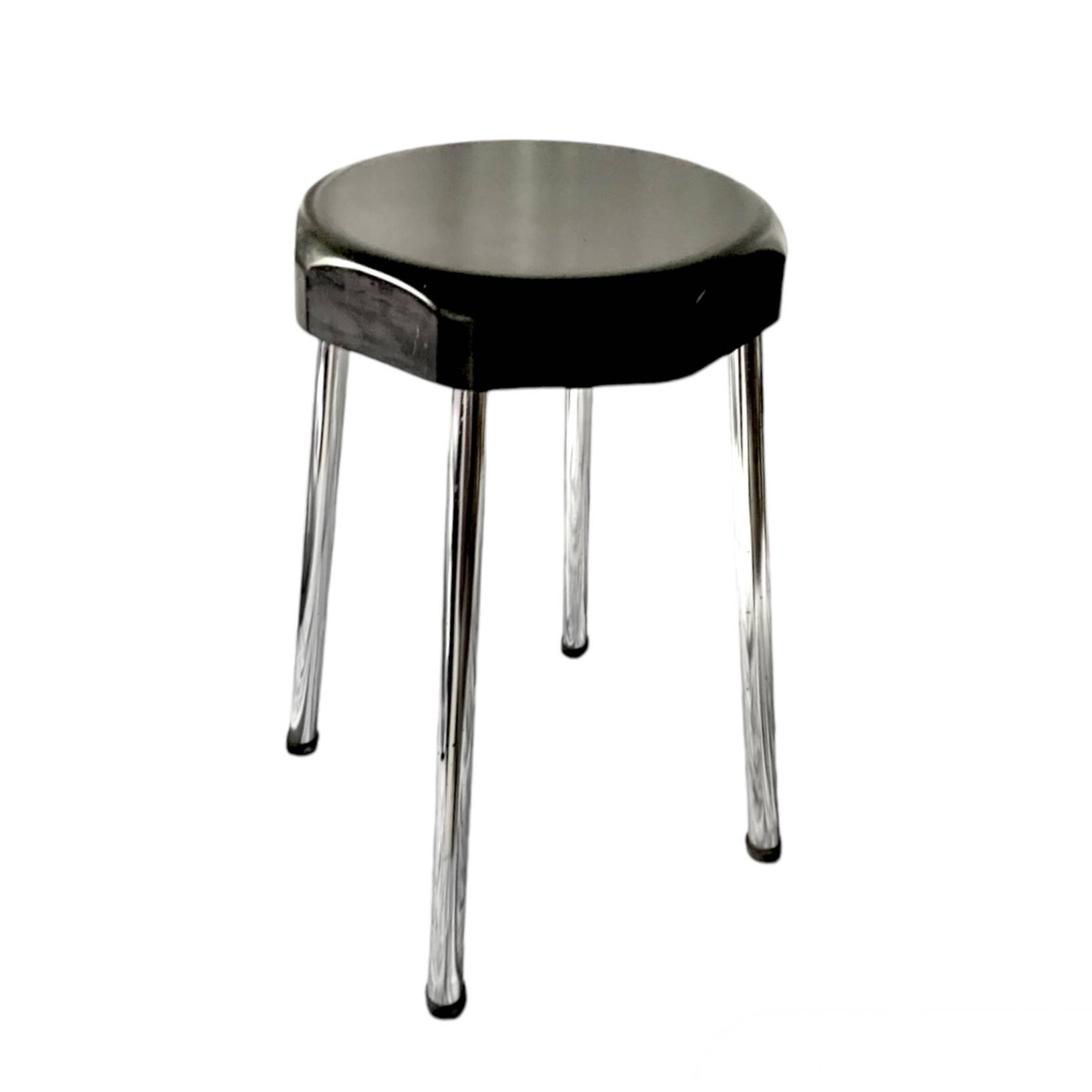 Vintage stool in black Bakelite and chrome metal Supra Luxe