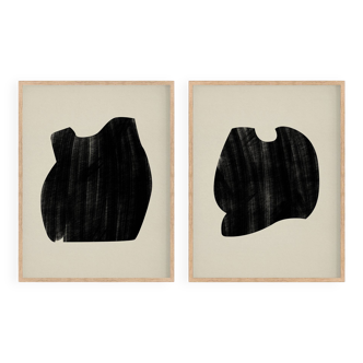 Pair of giclee prints, abstract wall art set of two, 50x70cm