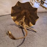 Interior pendant light Lantern ceiling light in gold metal and grained glass 1950 France