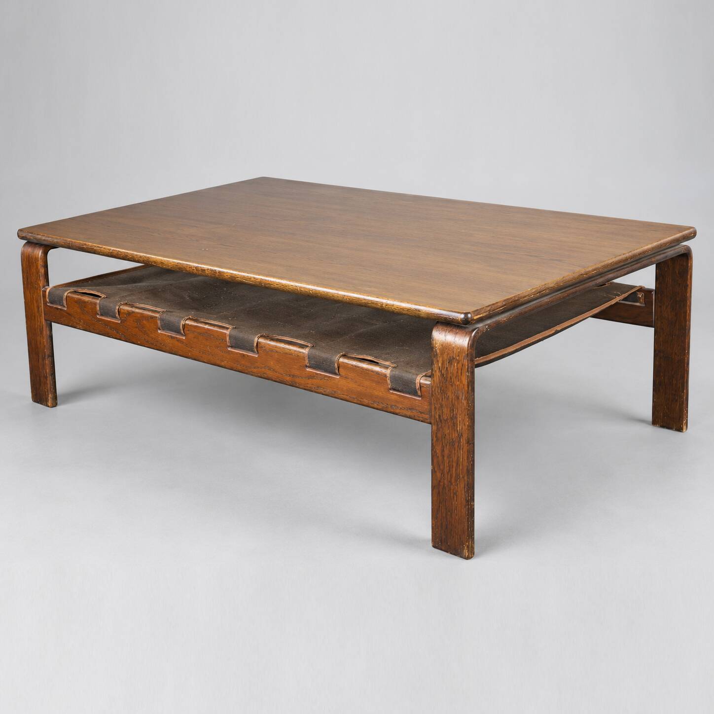 Vintage Brutalist coffee table made of wenge wood, crafted in the 1970s