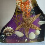 Vintage resin lamp with marine shell inclusions